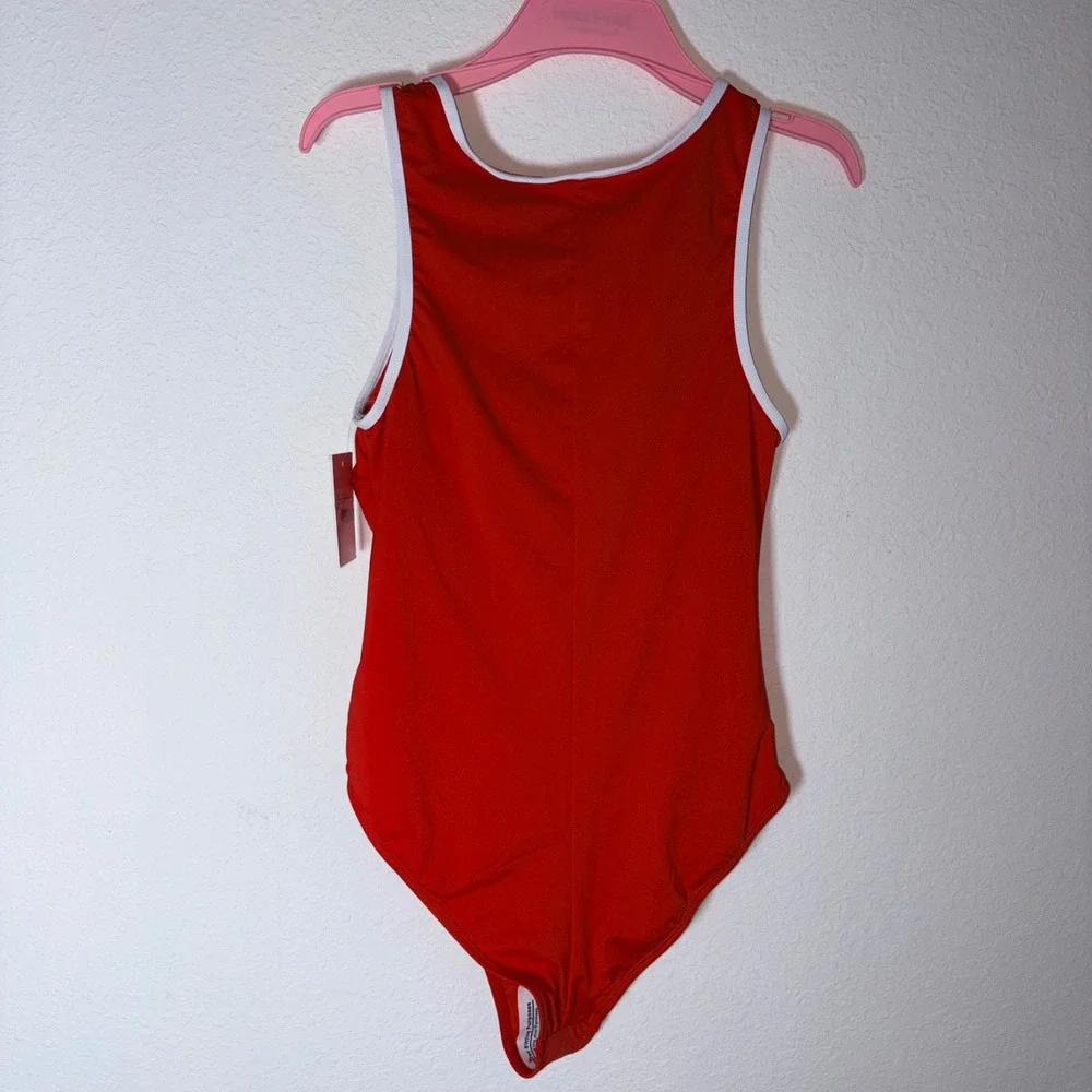 Juicy Couture One Piece Swimsuit medium Red NEW Team 95 Cherry Zip Front Sporty